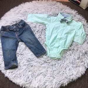 Button up onesie and jean set